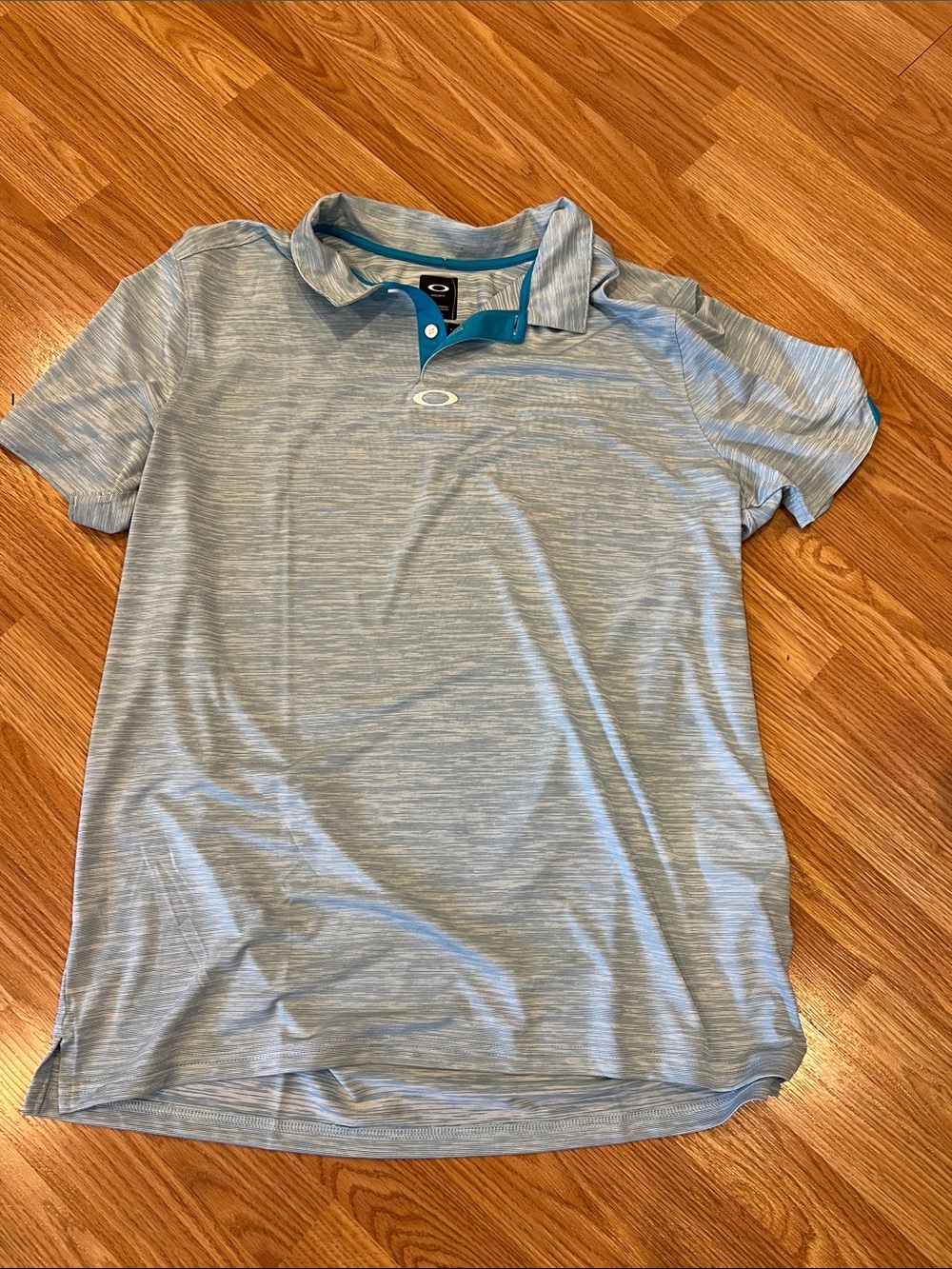 Oakley Light Blue Polo with Teal Trim